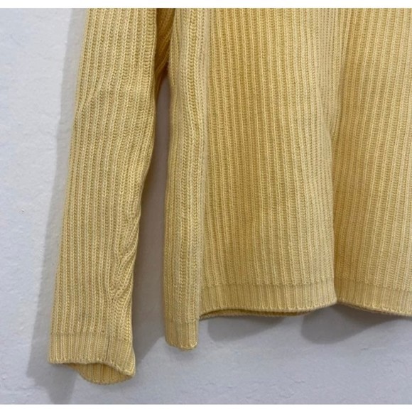 L.L. Bean Women's L Yellow Thick Knit V Neck Ribbed Sweater Pullover Crew - Picture 5 of 6